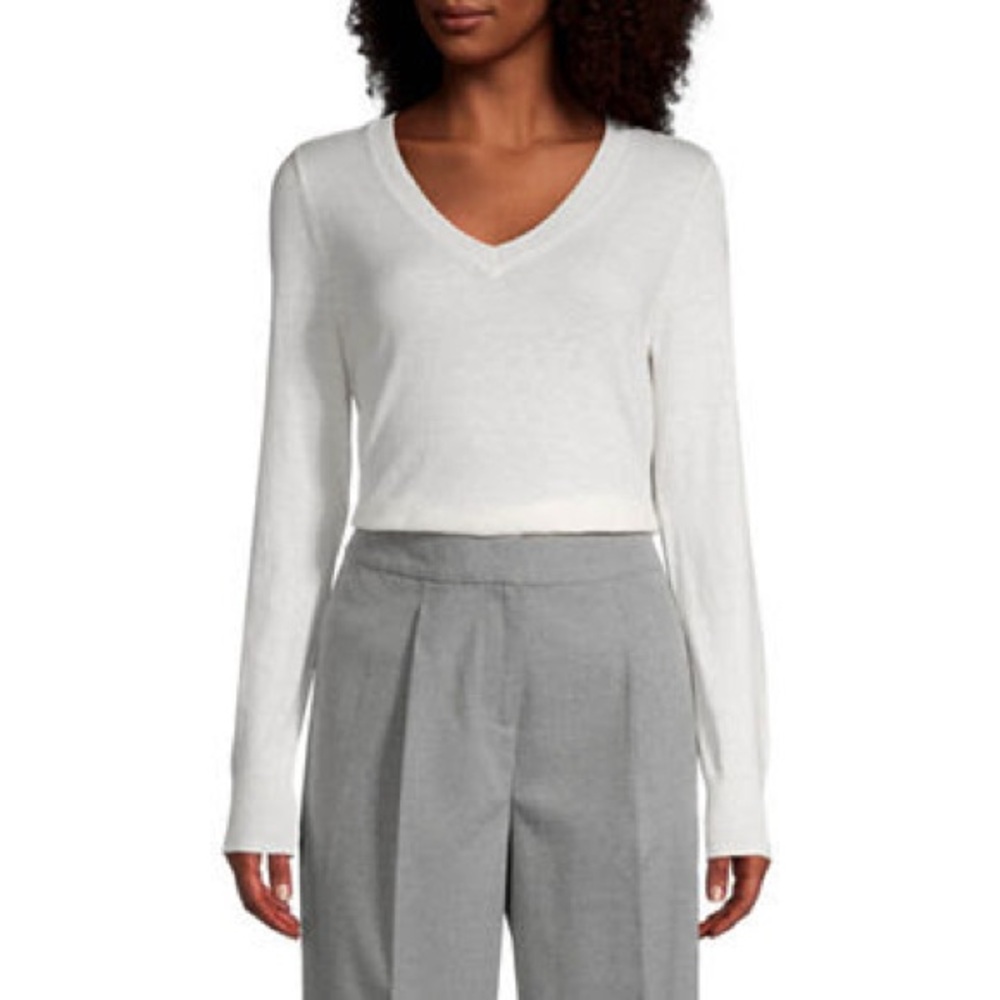 White V-Neck Sweater